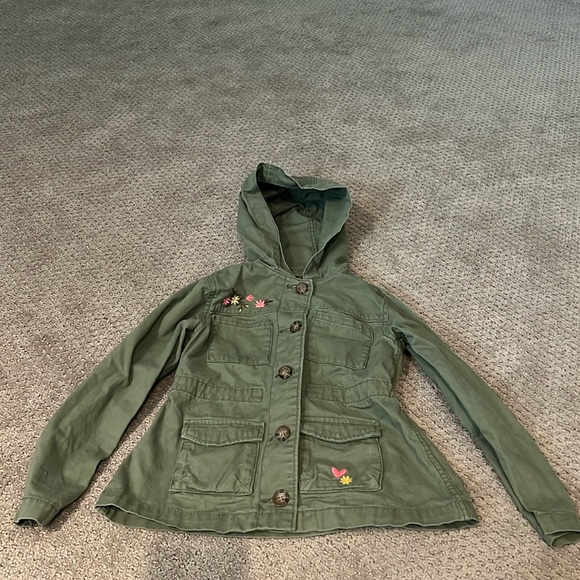 Girls Cargo khaki jacket with hood - Picture 1 of 5